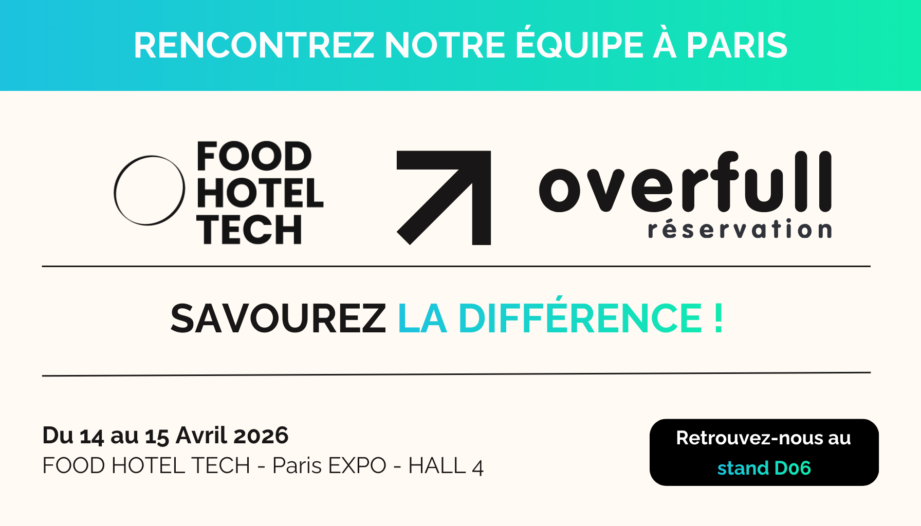 Overfull au salon Food Hotel Tech du 14 au 15 Avril 2026 à Paris